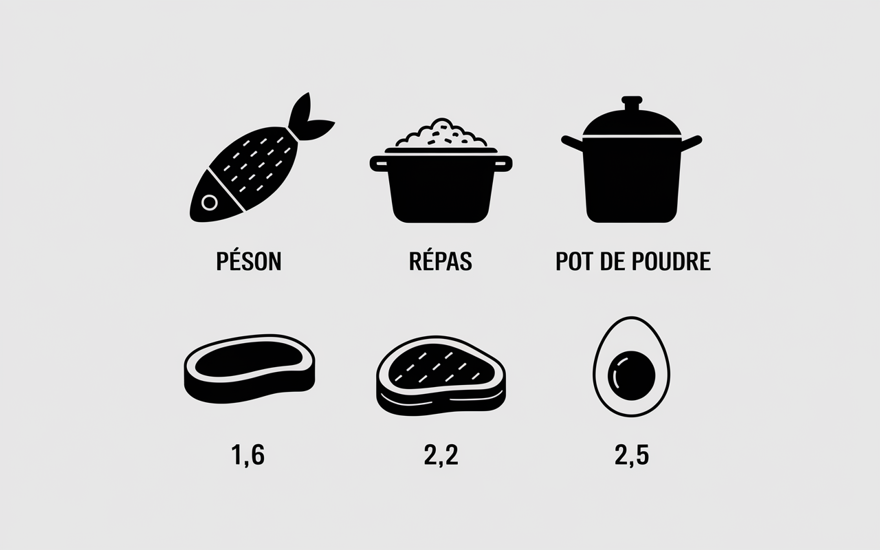 Tableau besoins proteines musculation pictogrammes
