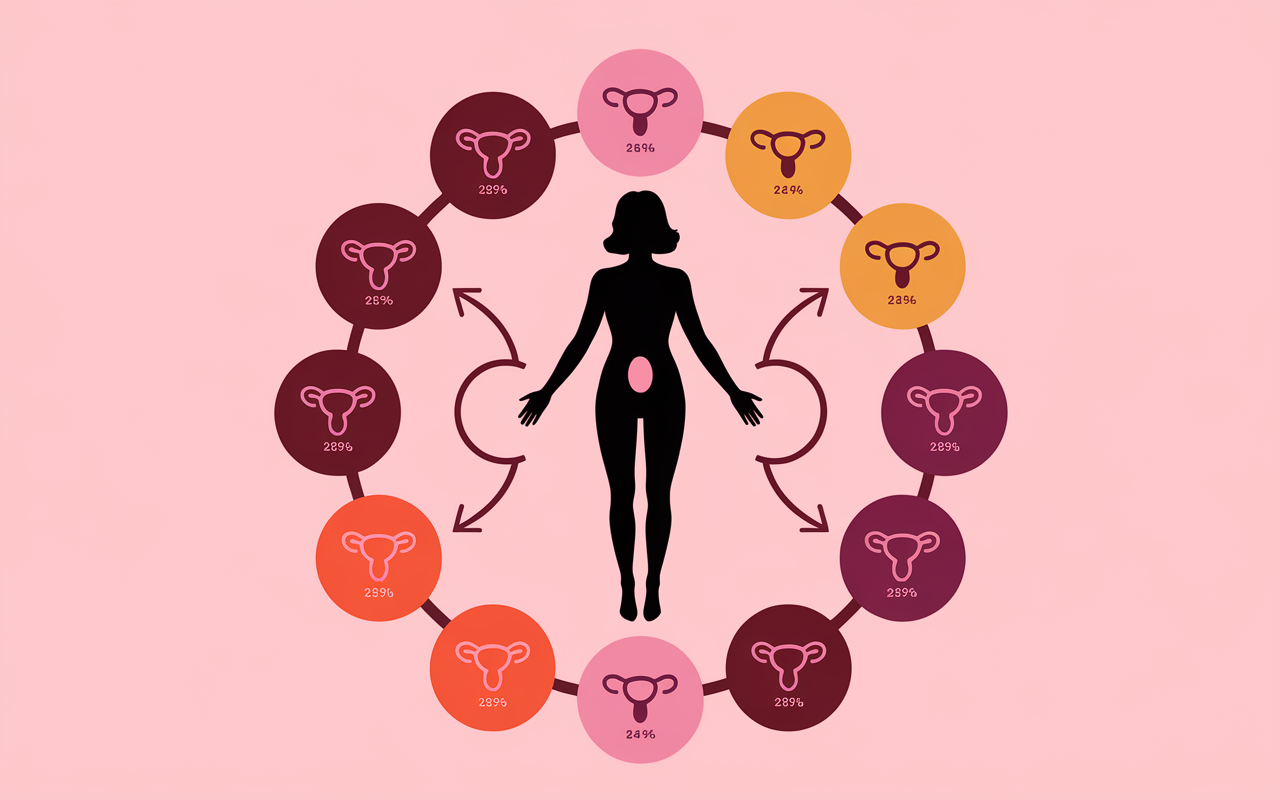 Schéma cycle menstruel femme, taux progesterone, phases