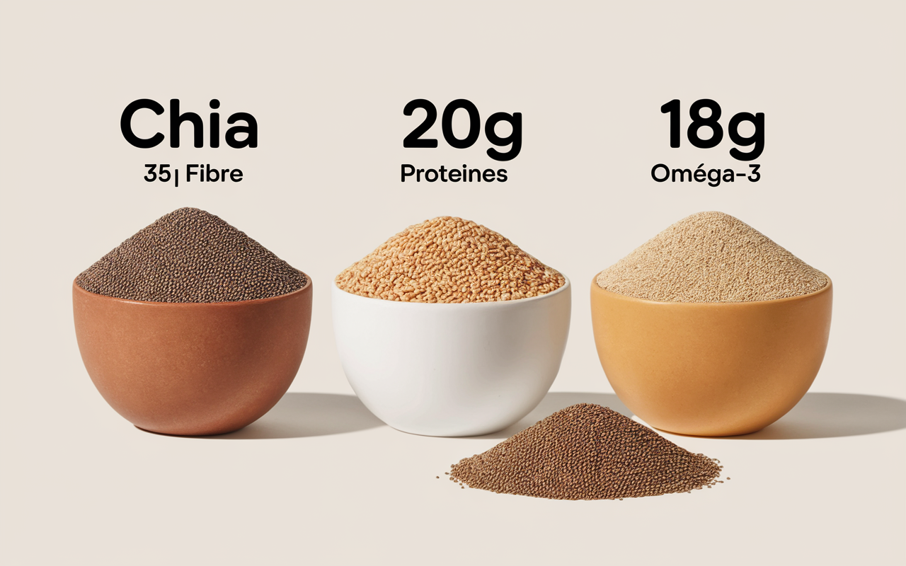 tableau comparatif chia lin courge nutrition