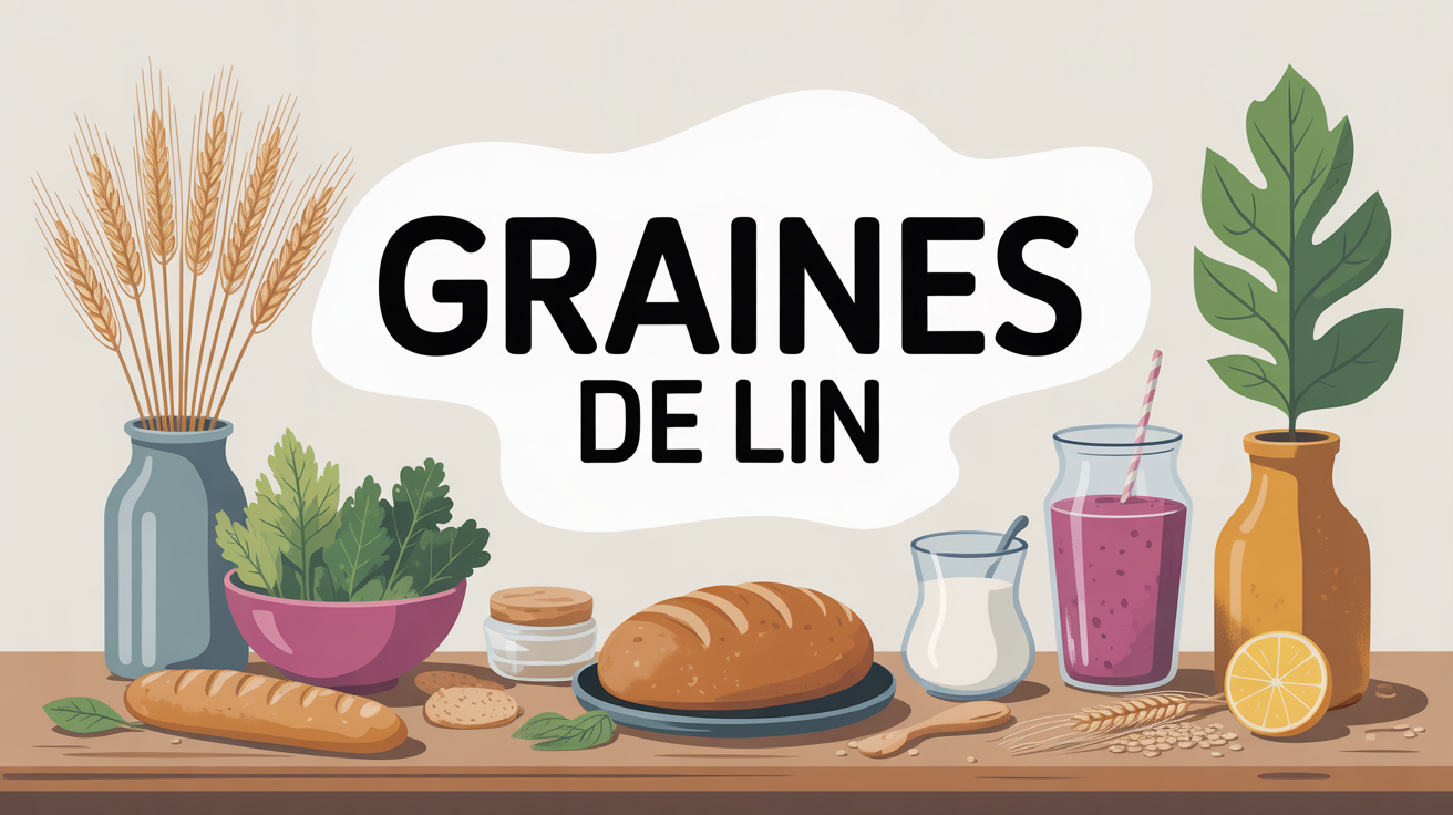 graines de lin sur table cuisine smoothie pain yaourt