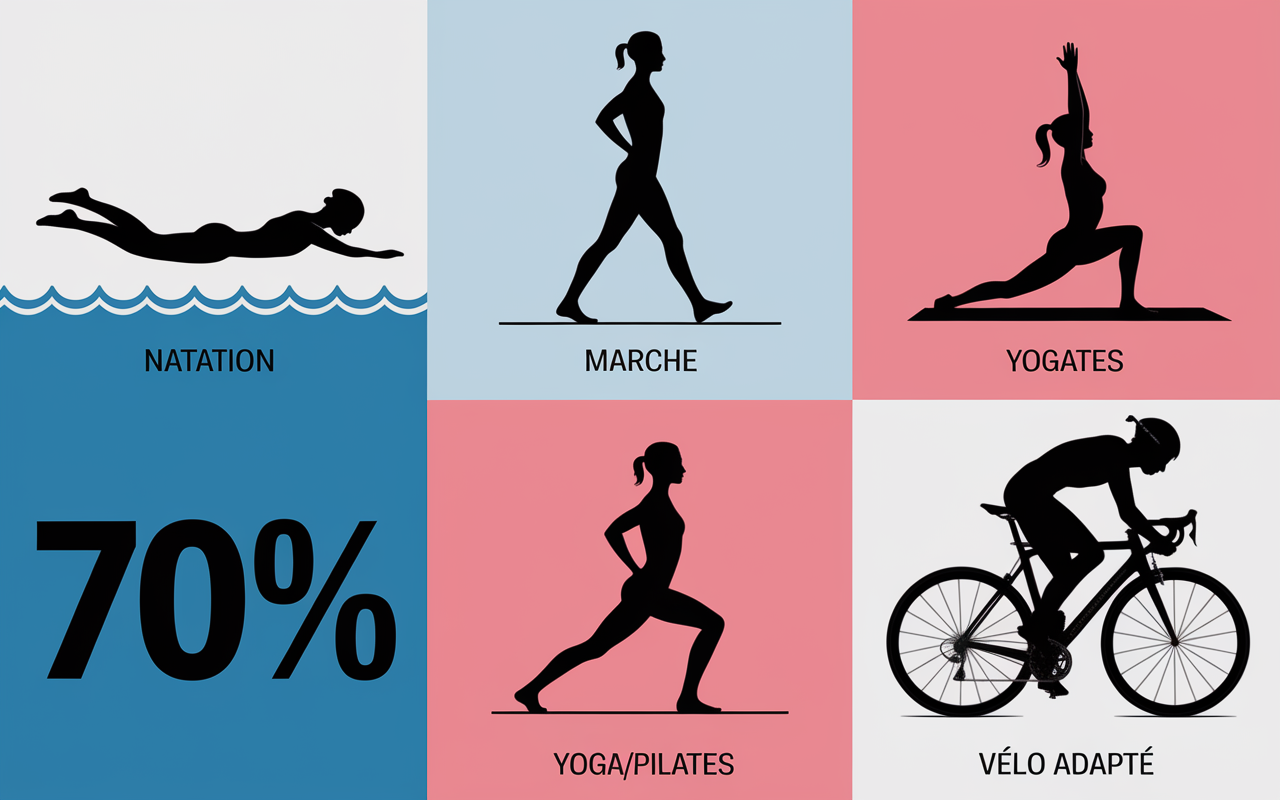 mal de dos sport adapte tableau natation marche yoga velo