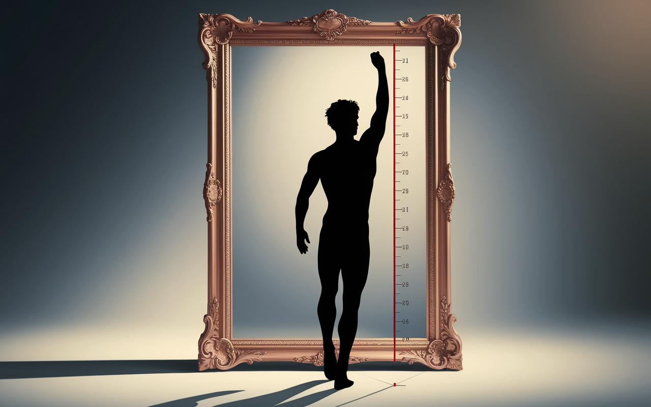 Homme mesure tour poitrine metre ruban miroir