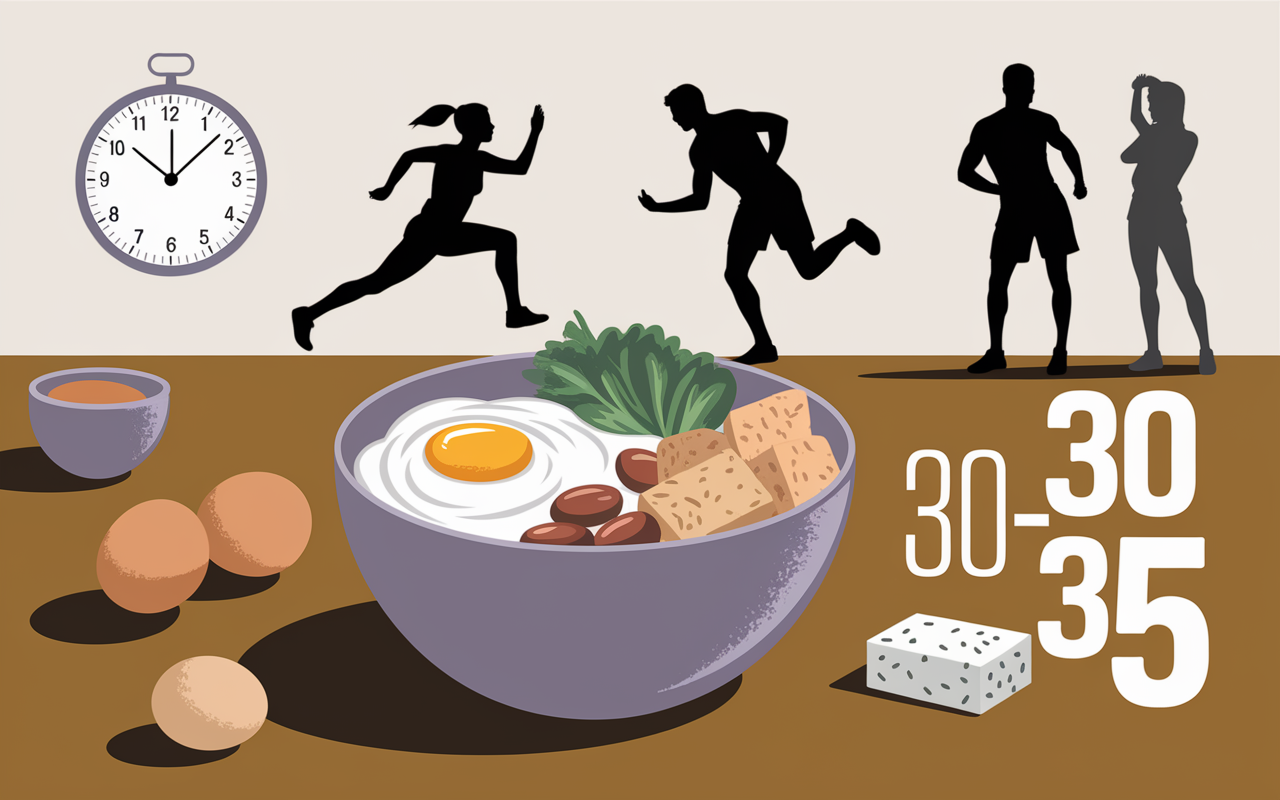 Petit dejeuner riche en proteines bols Skyr oeufs flocons amandes tofu