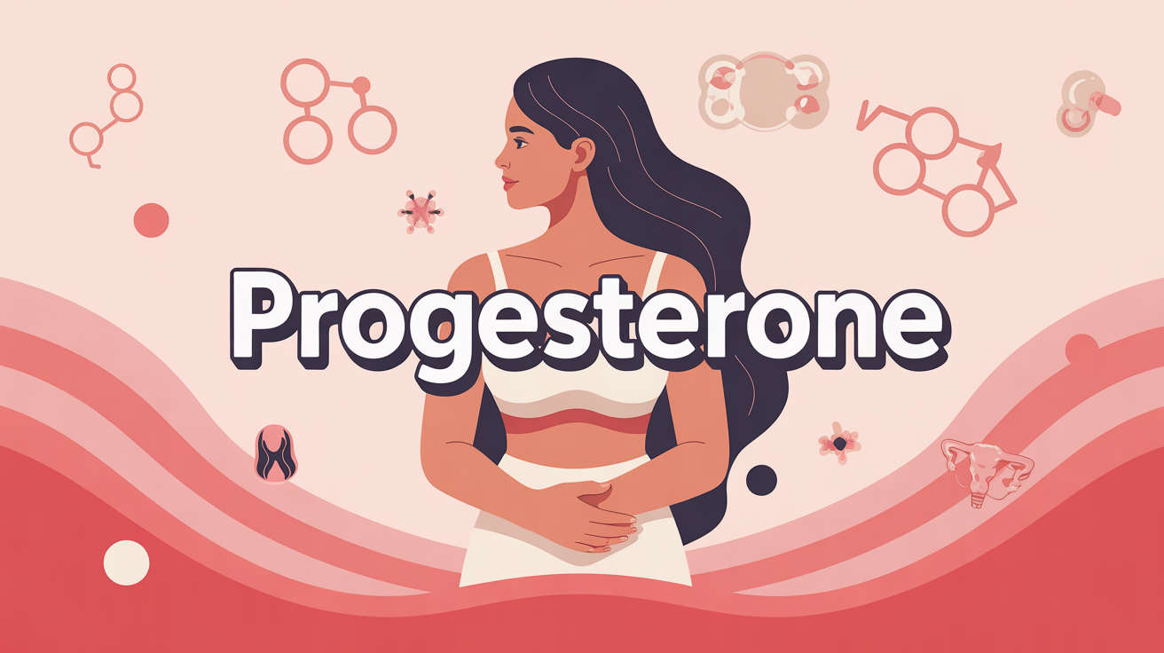 Silhouette femme et symboles de progesterone, bien-être hormonal