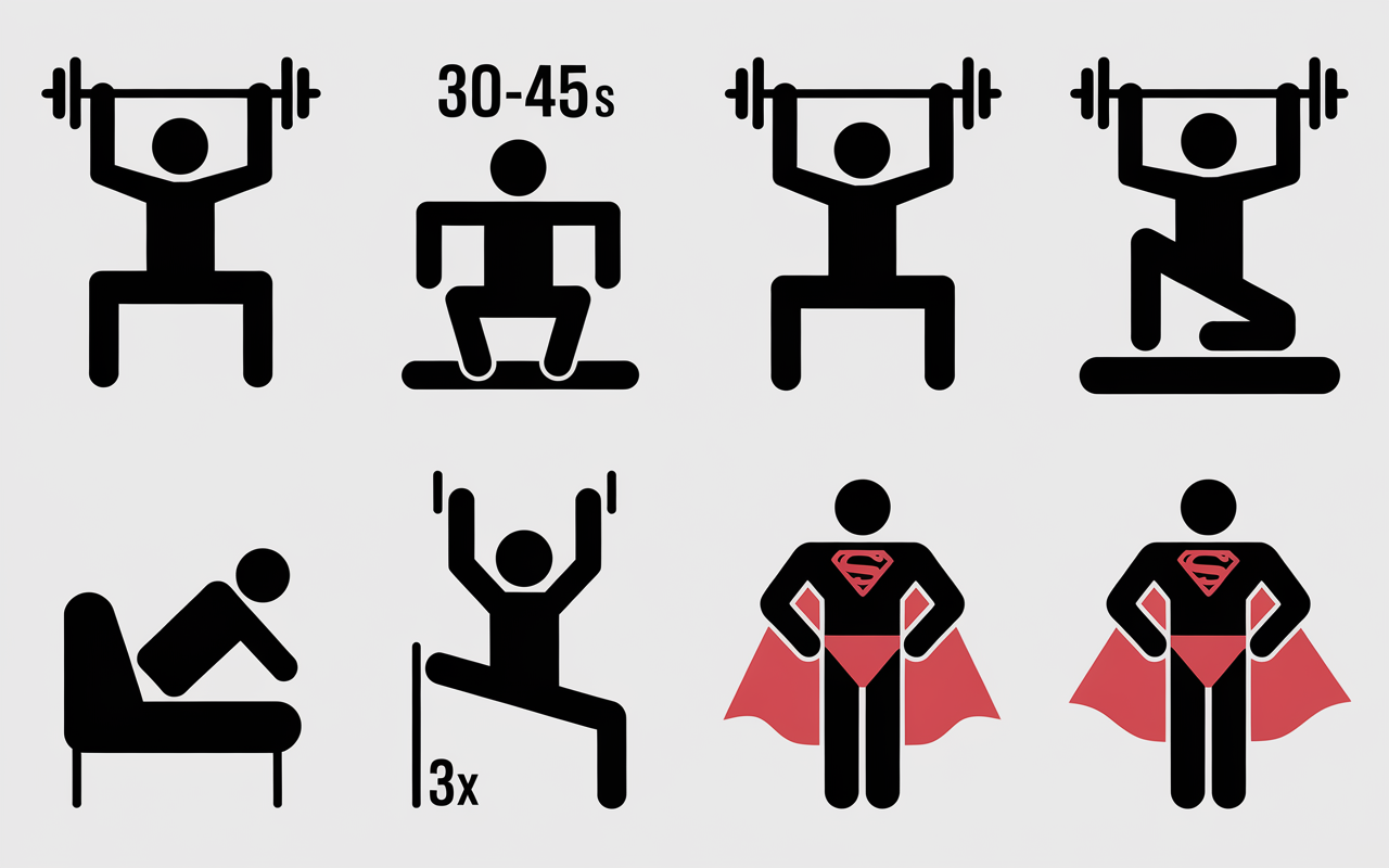 exercices maison pictogrammes pompes squats fentes gainage