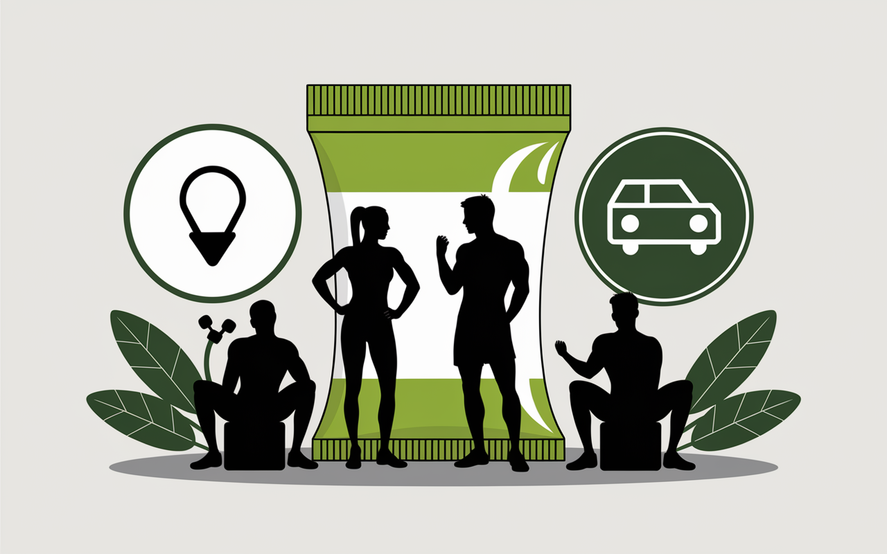 Sportifs avec sachet proteines de chanvre et symboles securite