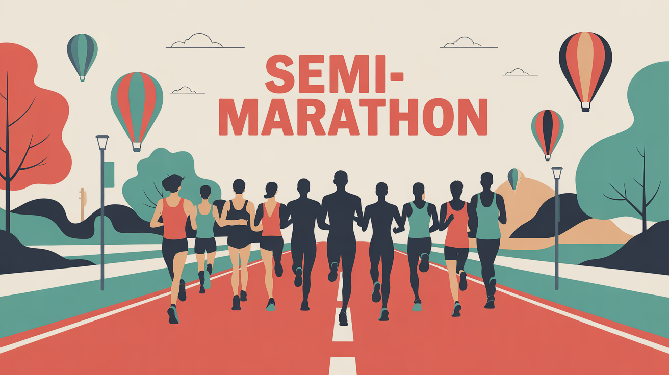 depart semi marathon silhouettes route motivation