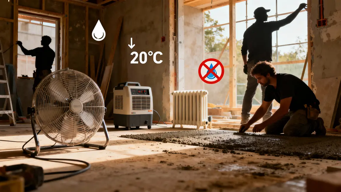 Outils chantier accélération séchage béton enduit peinture