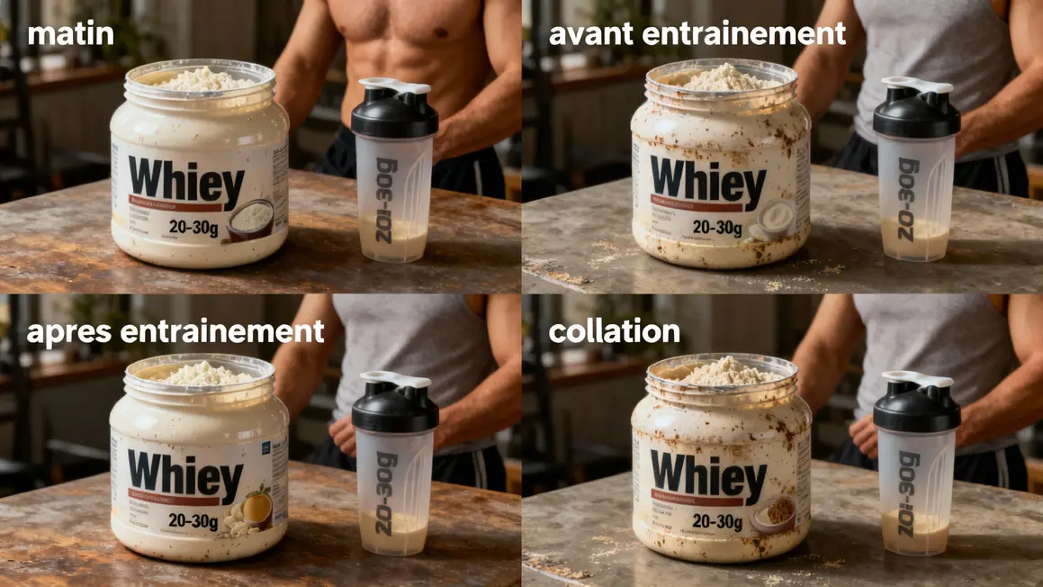 prise whey proteine 4 moments musculation