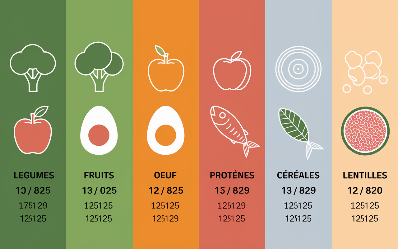 Tableau aliments faibles en calories catégories et calories