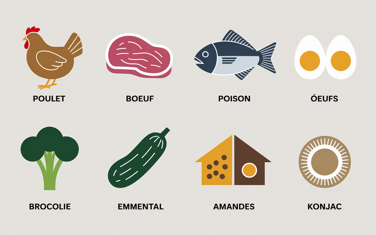 Liste illustrée aliments pauvre en glucide à favoriser