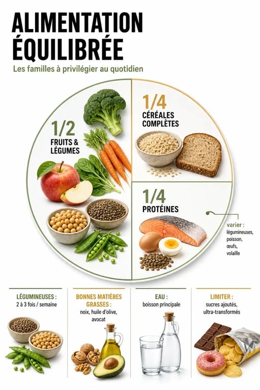 Aliment bon pour la santé : familles d’aliments à privilégier et repères simples