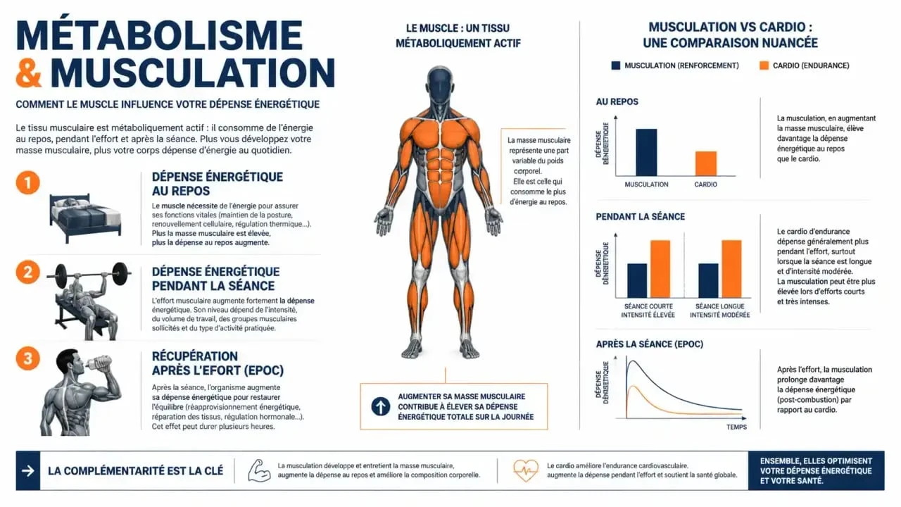 Métabolisme et musculation : rôle de la masse musculaire et dépense énergétique au repos